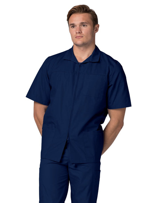 Men's Zippered Short Sleeve Scrub Jacket