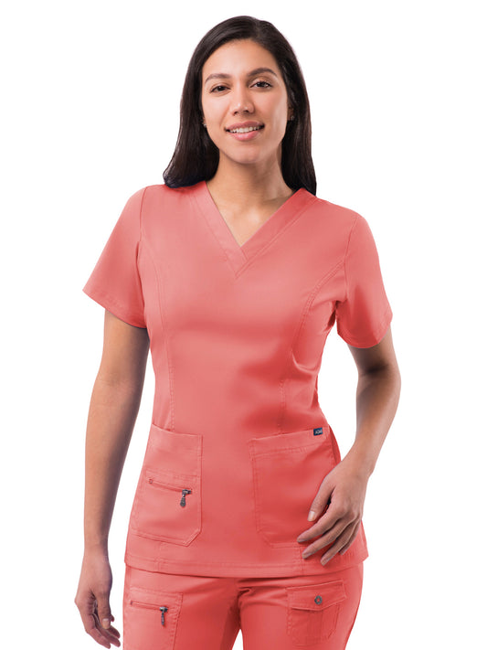 Women's V-Neck Elevated Top - P4212 - Rapture Rose