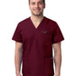 Unisex V-Neck 3 Pocket Top - S8304 - Burgundy