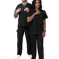 Unisex V-Neck Top Drawstring Pant Scrub Set