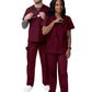 Unisex V-Neck Top Drawstring Pant Scrub Set