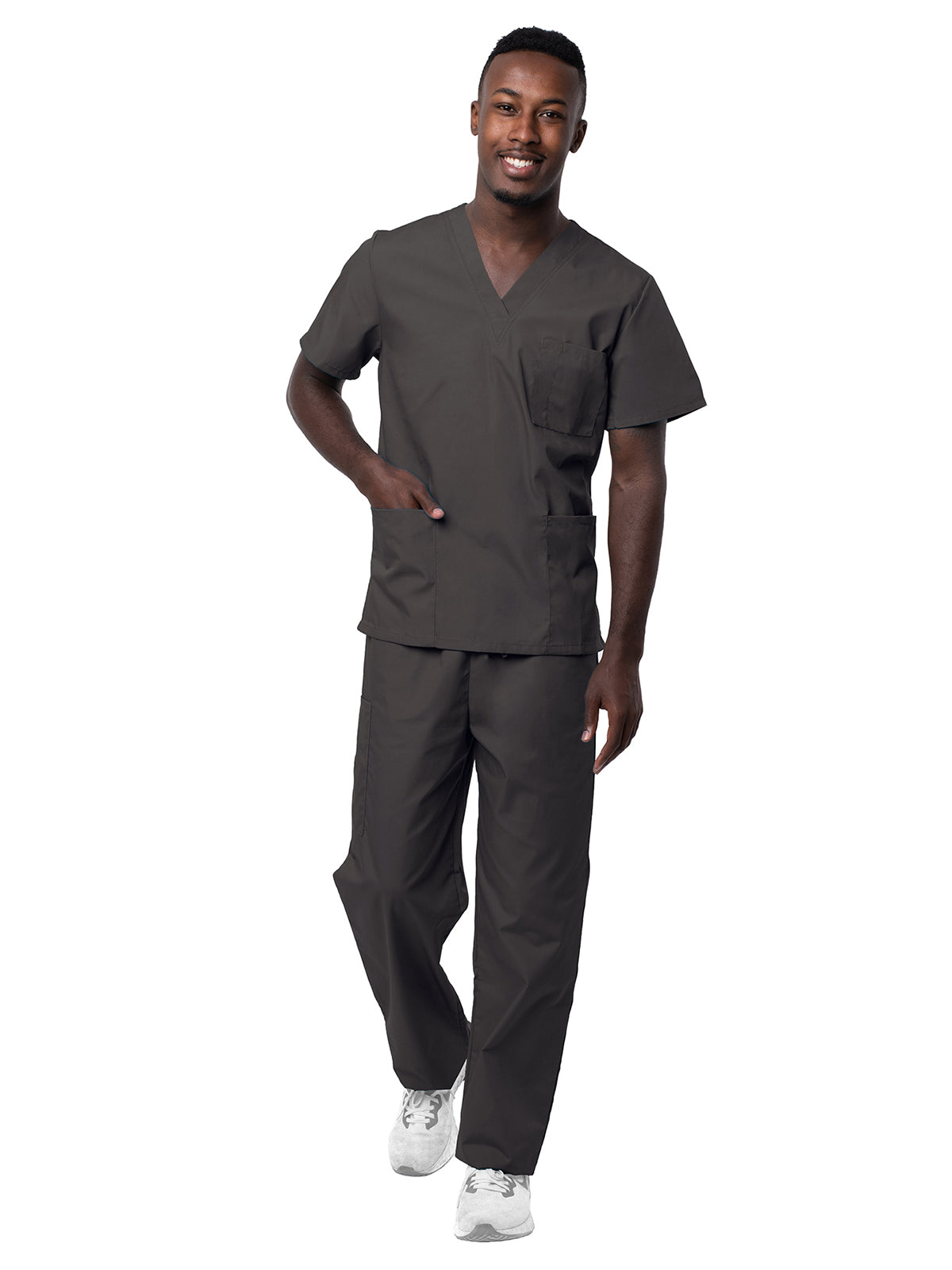 Unisex V-Neck Top Drawstring Pant Scrub Set