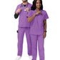 Unisex V-Neck Top Drawstring Pant Scrub Set