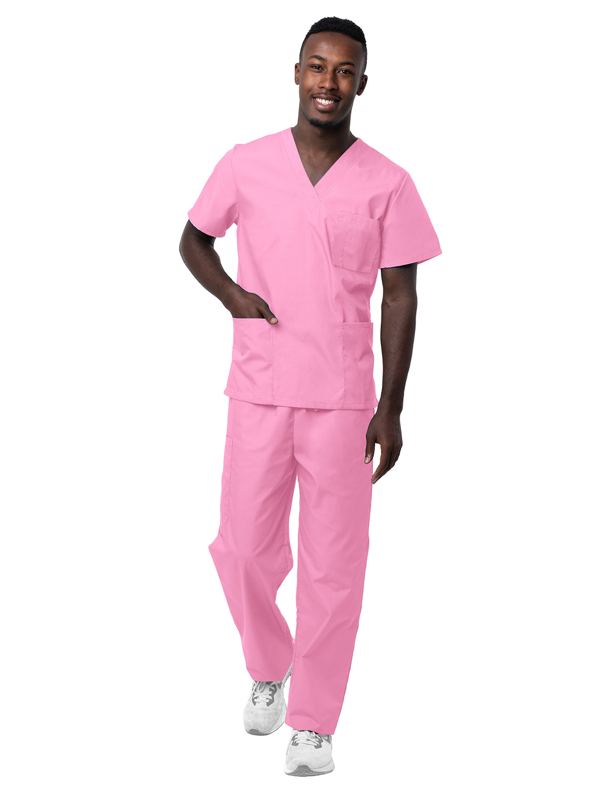 Unisex V-Neck Top Drawstring Pant Scrub Set