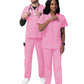 Unisex V-Neck Top Drawstring Pant Scrub Set