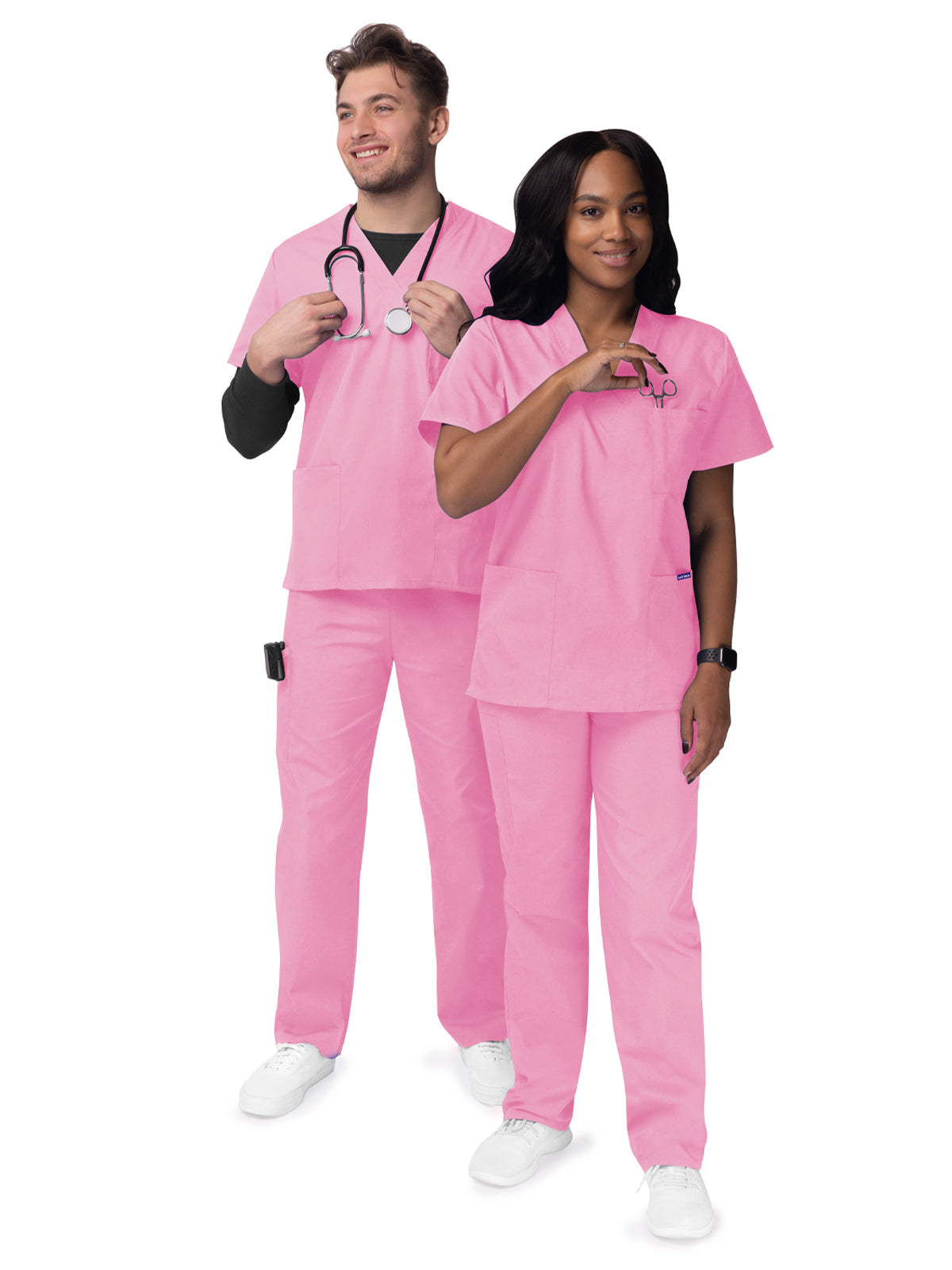 Unisex V-Neck Top Drawstring Pant Scrub Set