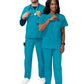 Unisex V-Neck Top Drawstring Pant Scrub Set