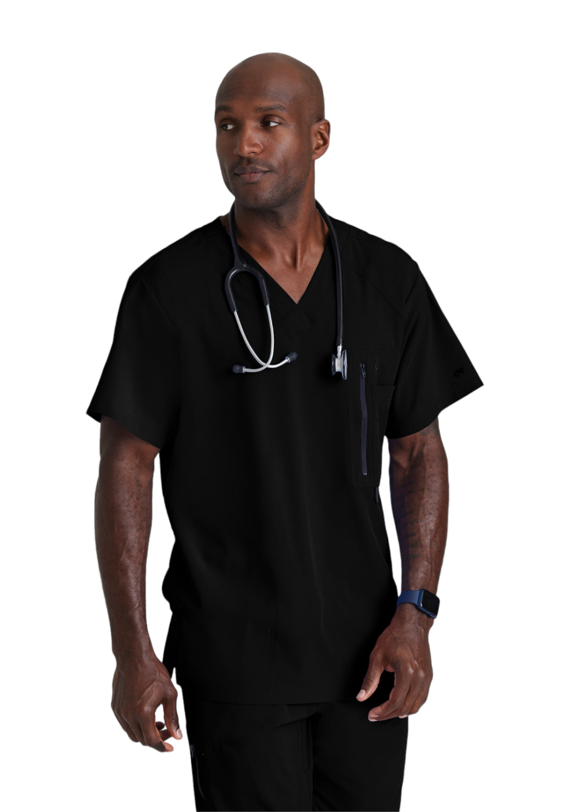 Men's V-Neck Zip Pockets Amplify Scrub Top