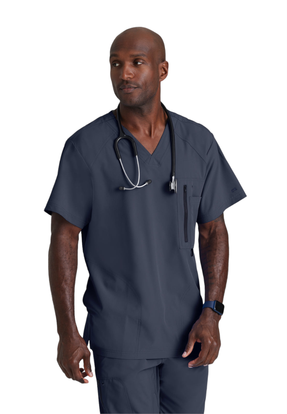 Men's V-Neck Zip Pockets Amplify Scrub Top