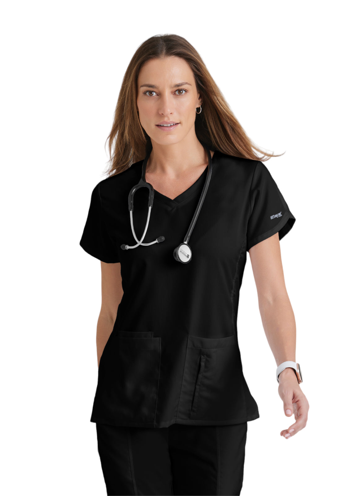 Women's Four-Pocket V-Neck Cora Scrub Top - 41423 - Black