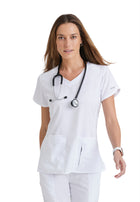 Women's Four-Pocket V-Neck Cora Scrub Top - 41423 - White