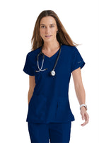 Women's Four-Pocket V-Neck Cora Scrub Top - 41423 - Indigo (Navy)