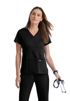 Women's Two-Pocket Mock Wrap Riley Scrub Top - 4153 - Black