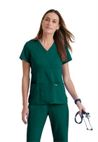 Women's Two-Pocket Mock Wrap Riley Scrub Top - 4153 - Hunter Green