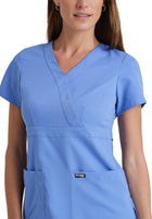Women's Two-Pocket Mock Wrap Riley Scrub Top - 4153 - Ciel Blue