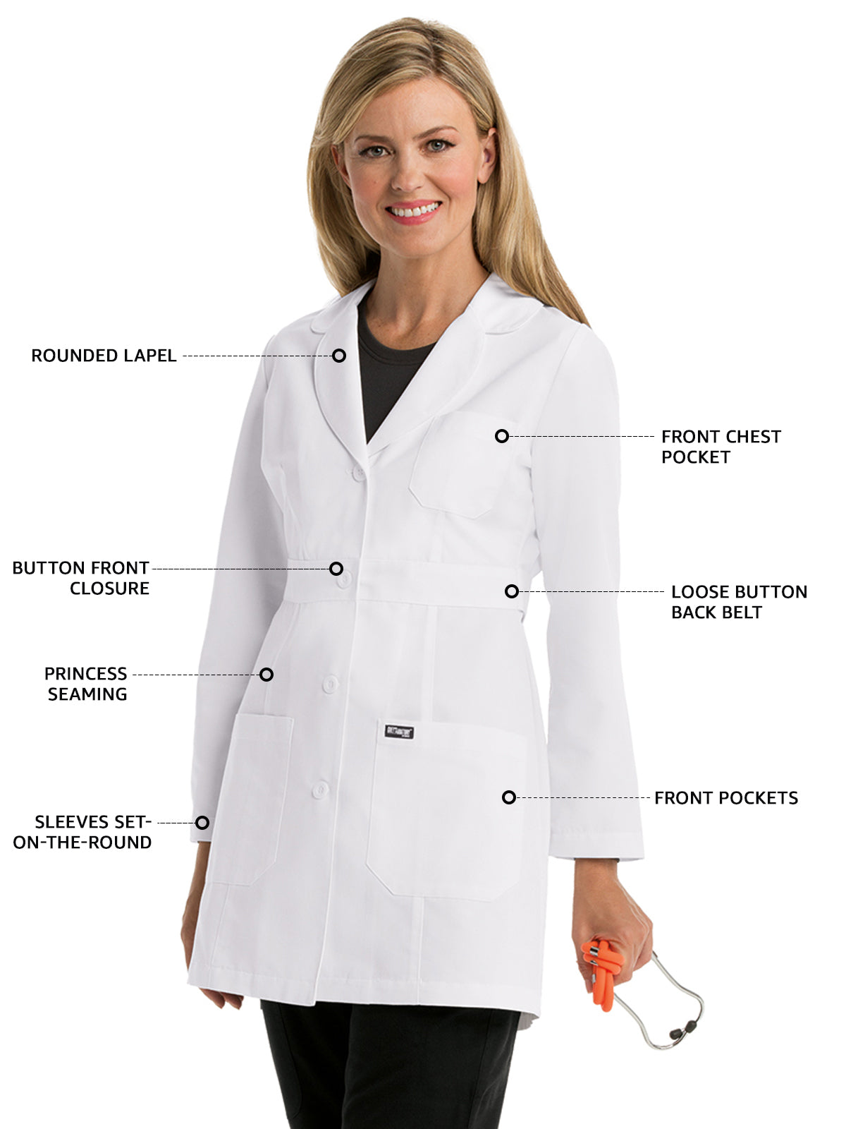 Women's Three-Pocket Princess Seam 34" Lily Lab Coat