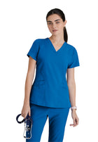 Women's Five-Pocket V-Neck Pulse Scrub Top - 5106 - New Royal
