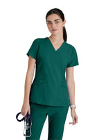 Women's Five-Pocket V-Neck Pulse Scrub Top - 5106 - Hunter Green