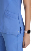 Women's Five-Pocket V-Neck Pulse Scrub Top - 5106 - Ciel Blue