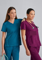 Women's Two-Pocket V-Neck Aubrey Scrub Top - 71166 - Wine