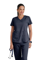 Women's Two-Pocket V-Neck Aubrey Scrub Top - 71166 - Steel