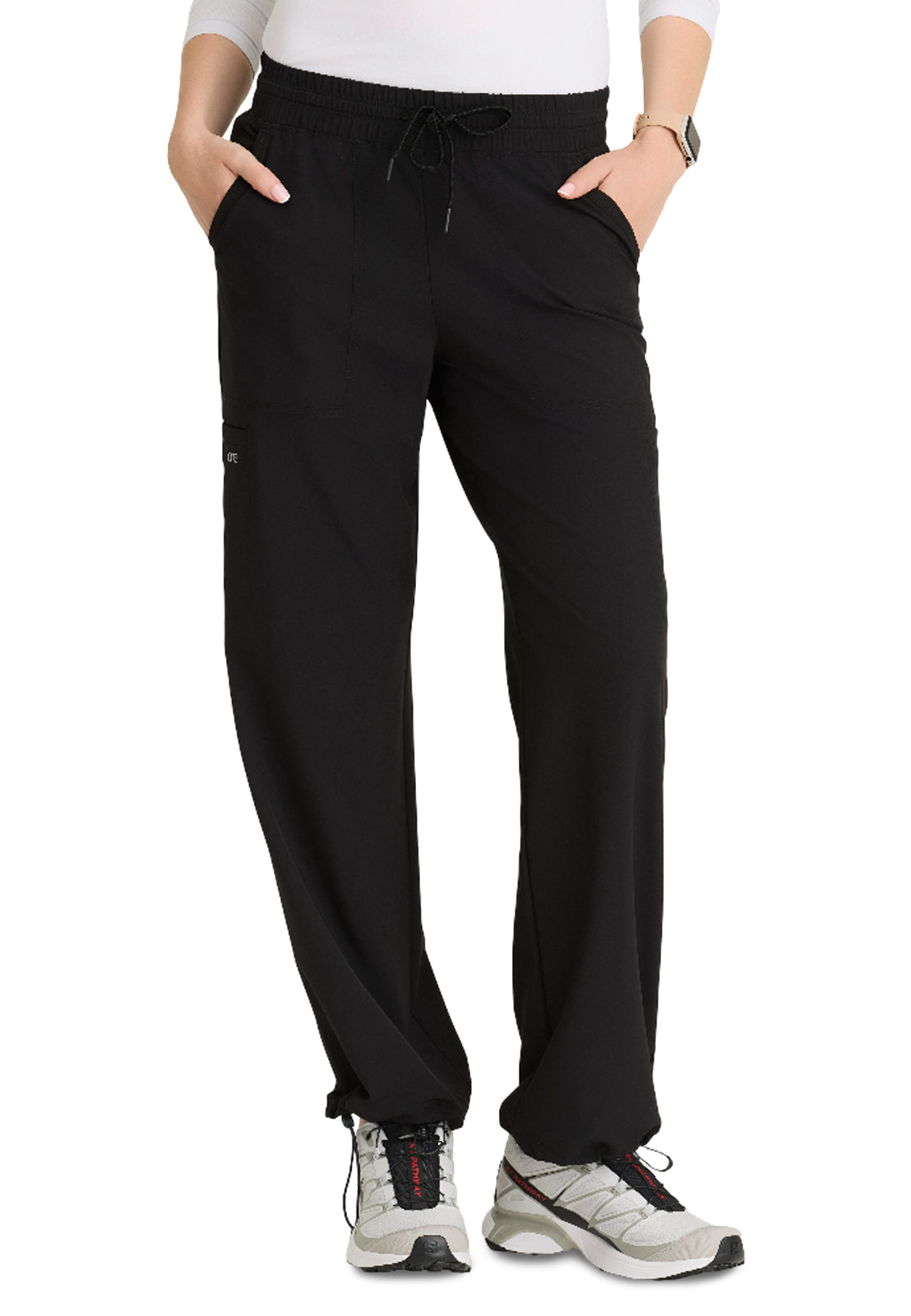Women's Six-Pocket Bungee Hem Bounce Scrub Pant - BOP703 - Black