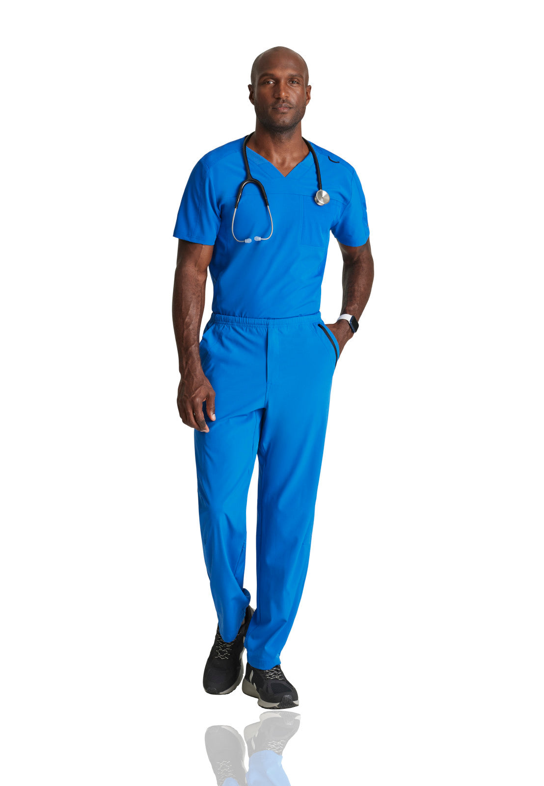 Men's Two-Pocket Ribbed V-Neck Velocity Scrub Top