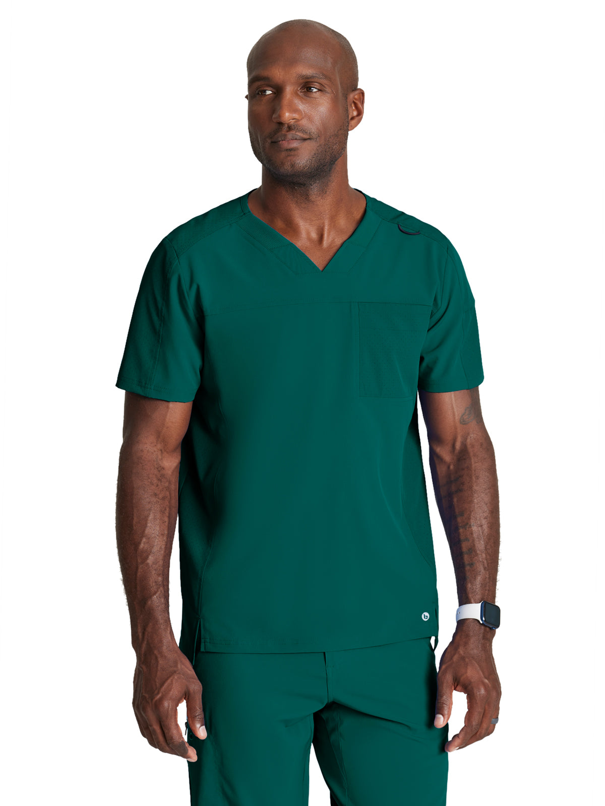 Men's Two-Pocket V-Neck Velocity Scrub Top - BOT195 - Hunter Green