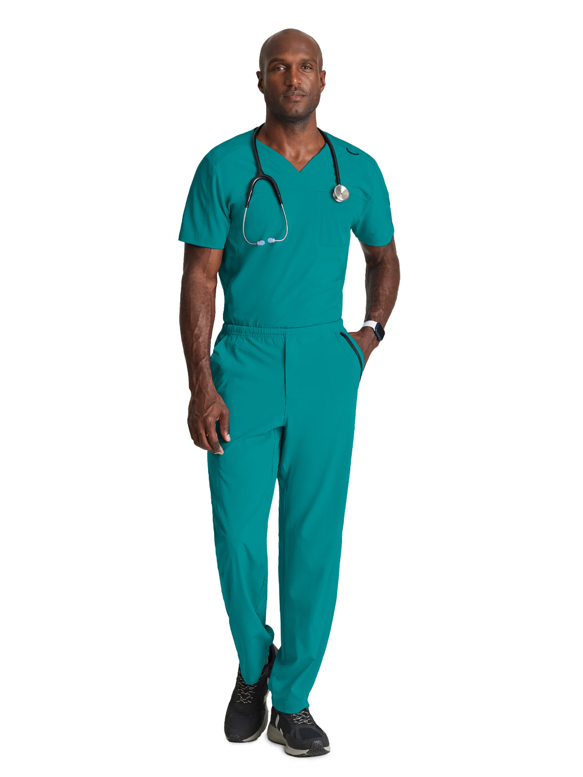 Men's Two-Pocket Ribbed V-Neck Velocity Scrub Top