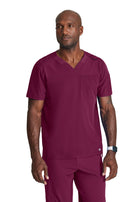Men's Two-Pocket V-Neck Velocity Scrub Top - BOT195 - Wine
