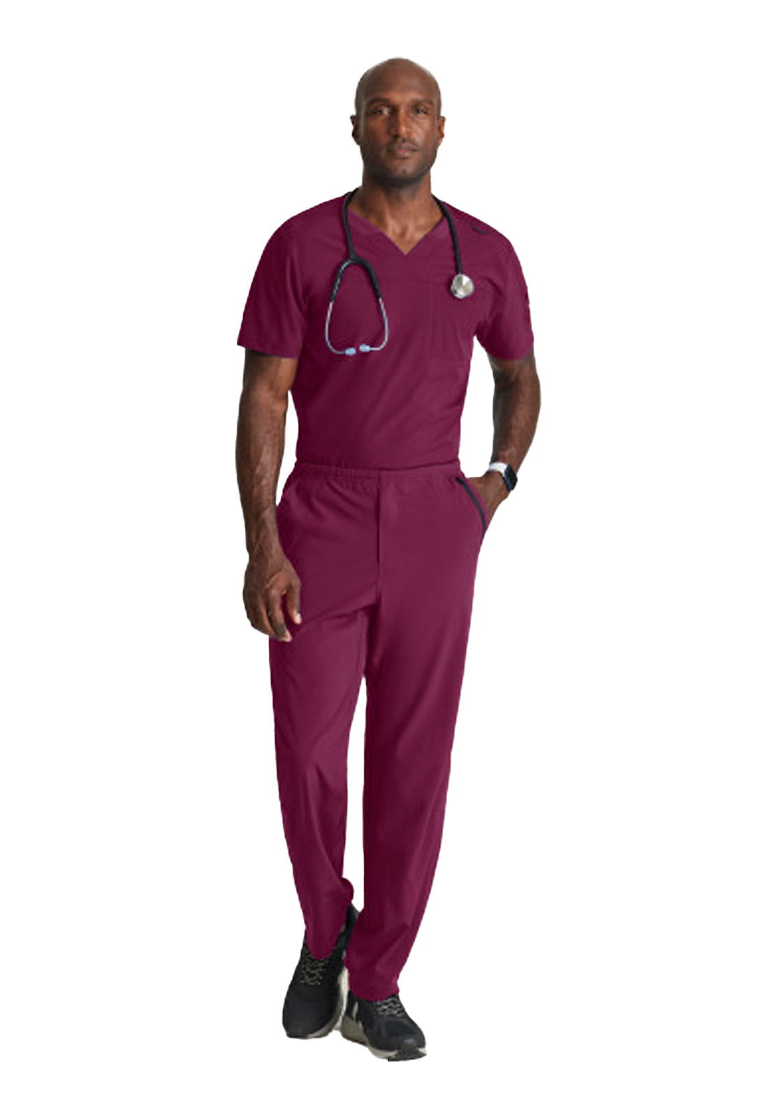 Men's Two-Pocket Ribbed V-Neck Velocity Scrub Top