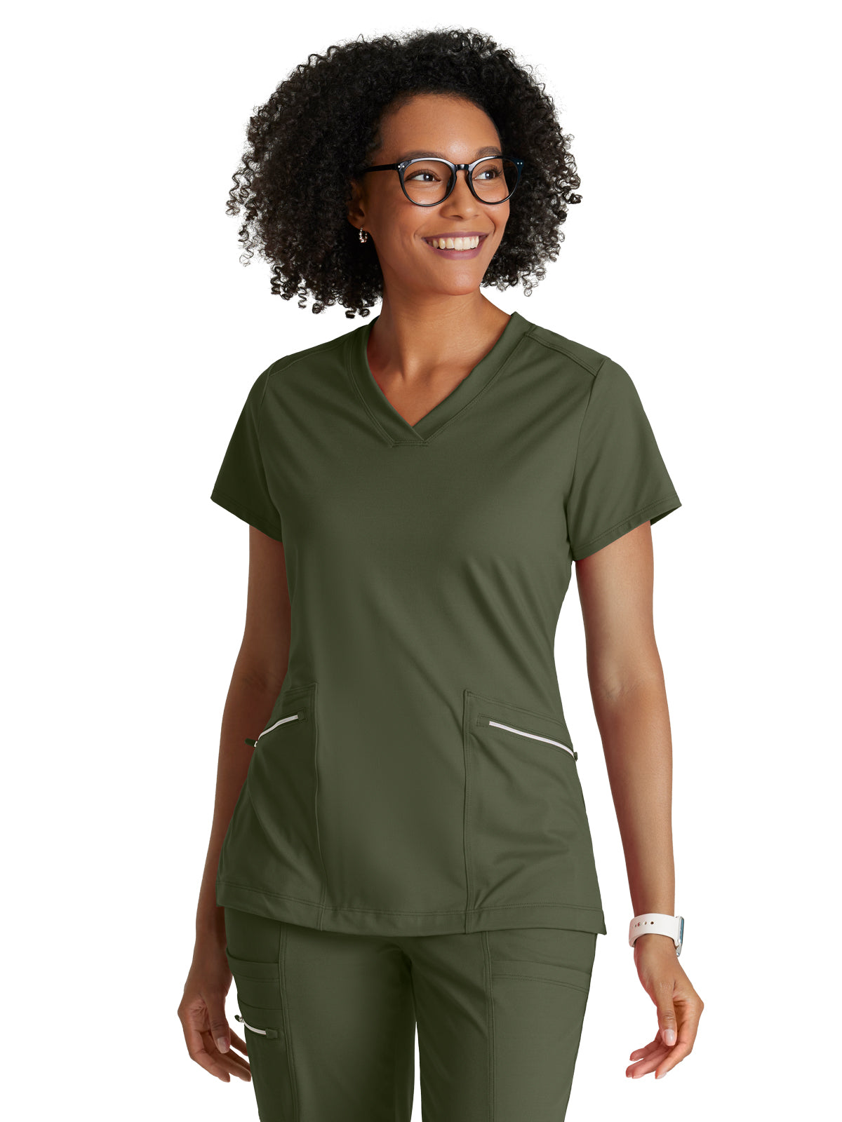 Women's Two-Pocket V-Neck Victory Scrub Top - BOT209 - Olive