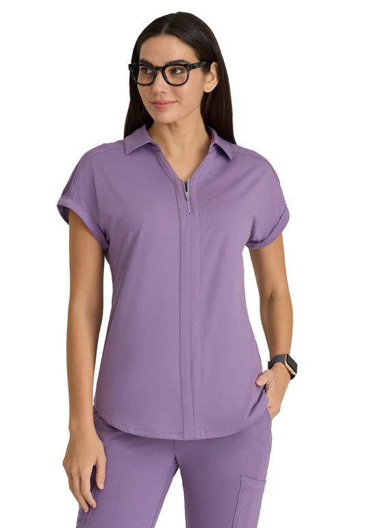 Women's 2 Pocket Zip Neck Dolman Scrub Top