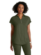 Women's Two-Pocket Zip-Neck Engage Scrub Top - BOT210 - Olive