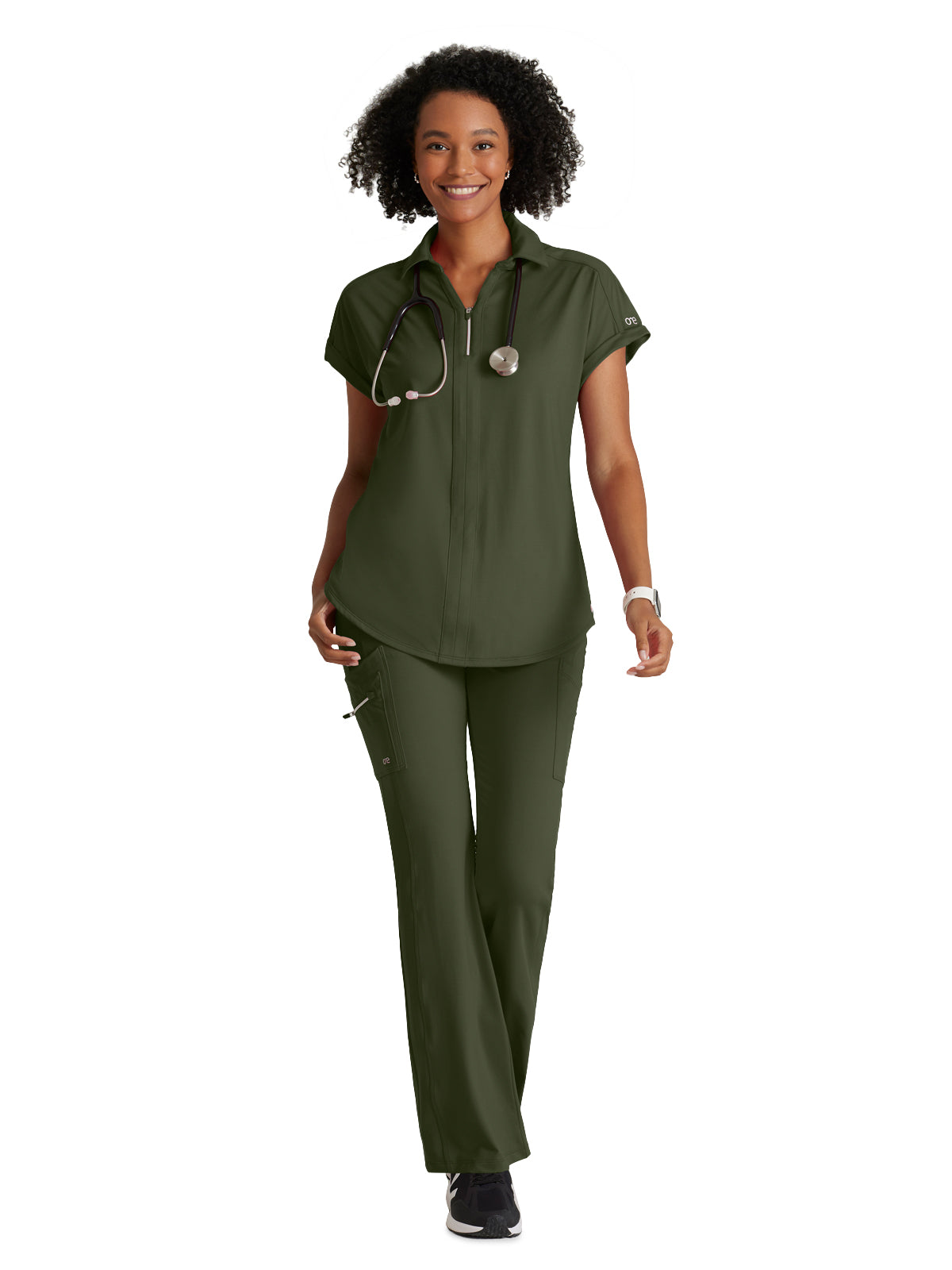 Women's 2 Pocket Zip Neck Dolman Scrub Top