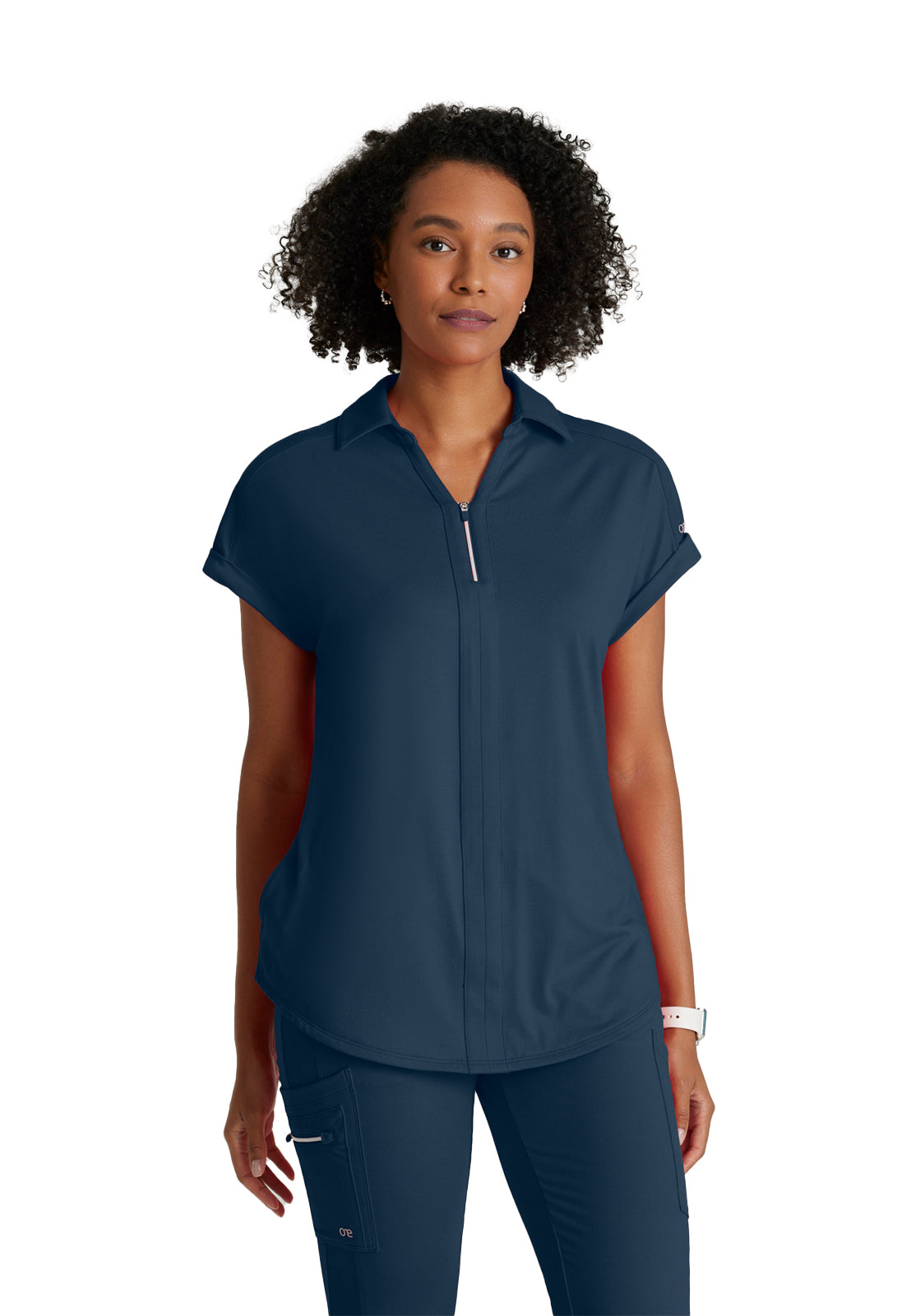 Women's 2 Pocket Zip Neck Dolman Scrub Top