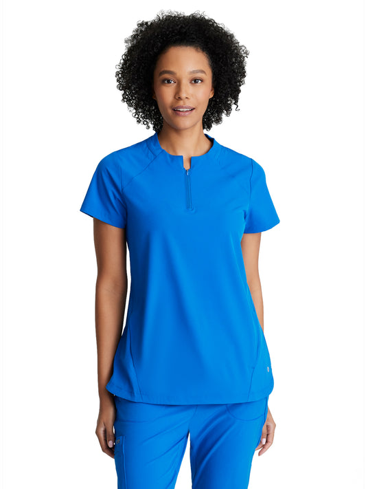 Women's 2 Pocket Banded Zip Collar Flux Scrub Top