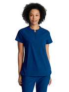 Women's Two-Pocket Banded Zip-Collar Flux Scrub Top - BOT216 - Indigo (Navy)