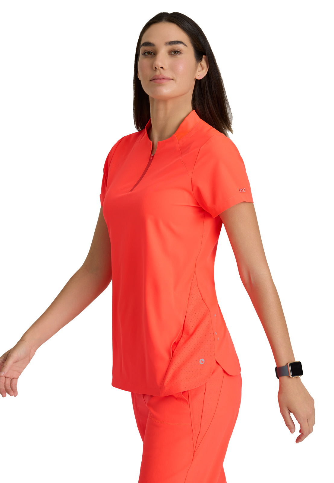 Women's 2 Pocket Banded Zip Collar Flux Scrub Top