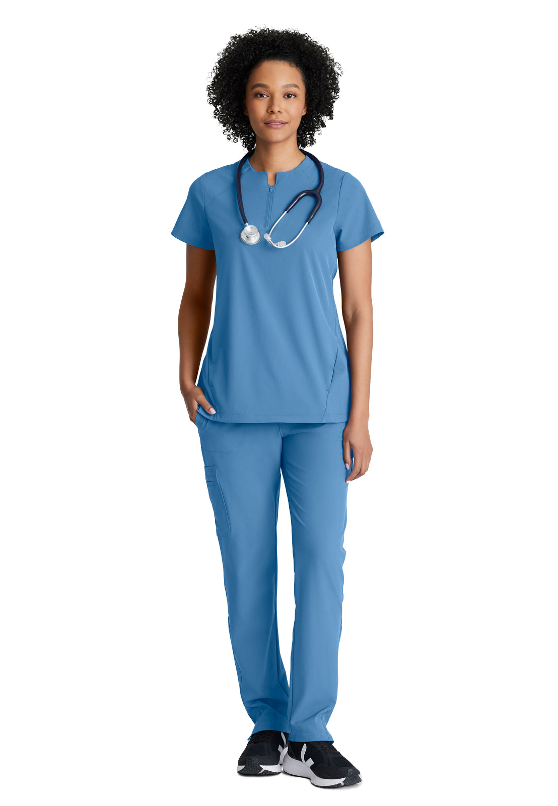 Women's 2 Pocket Banded Zip Collar Flux Scrub Top