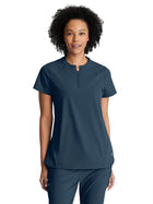 Women's Two-Pocket Banded Zip-Collar Flux Scrub Top - BOT216 - Steel