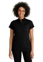 Women's Three-Pocket Mock Neck Vigor Scrub Top - BOT270 - Black