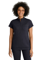 Women's Three-Pocket Mock Neck Vigor Scrub Top - BOT270 - Steel