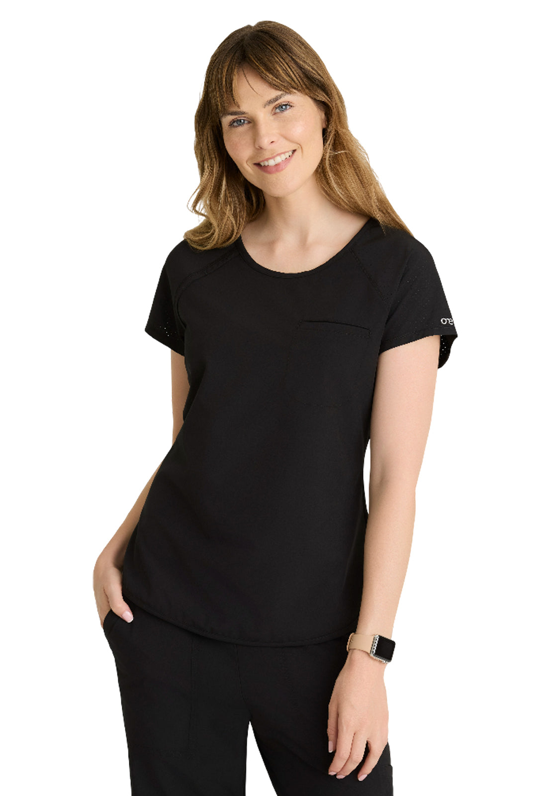 Women's One-Pocket Tuck-In Swing Scrub Top - BOT273 - Black