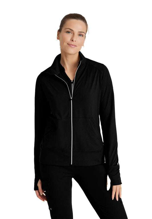 Women's Two-Pocket Arena Warm-Up Scrub Jacket - BOW896 - Black