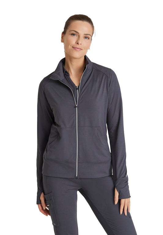 Women's Kangaroo Pocket Zip-Up Warm-Up Scrub Jacket