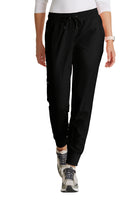 Women's Five-Pocket Rib Knit Cuff Union Jogger Scrub Pant - BUP647 - Black