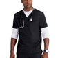 Men's Three-Pocket V-Neck Rally Scrub Top - BUT153 - Black