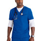 Men's Three-Pocket V-Neck Rally Scrub Top - BUT153 - New Royal