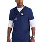 Men's Three-Pocket V-Neck Rally Scrub Top - BUT153 - Indigo (Navy)